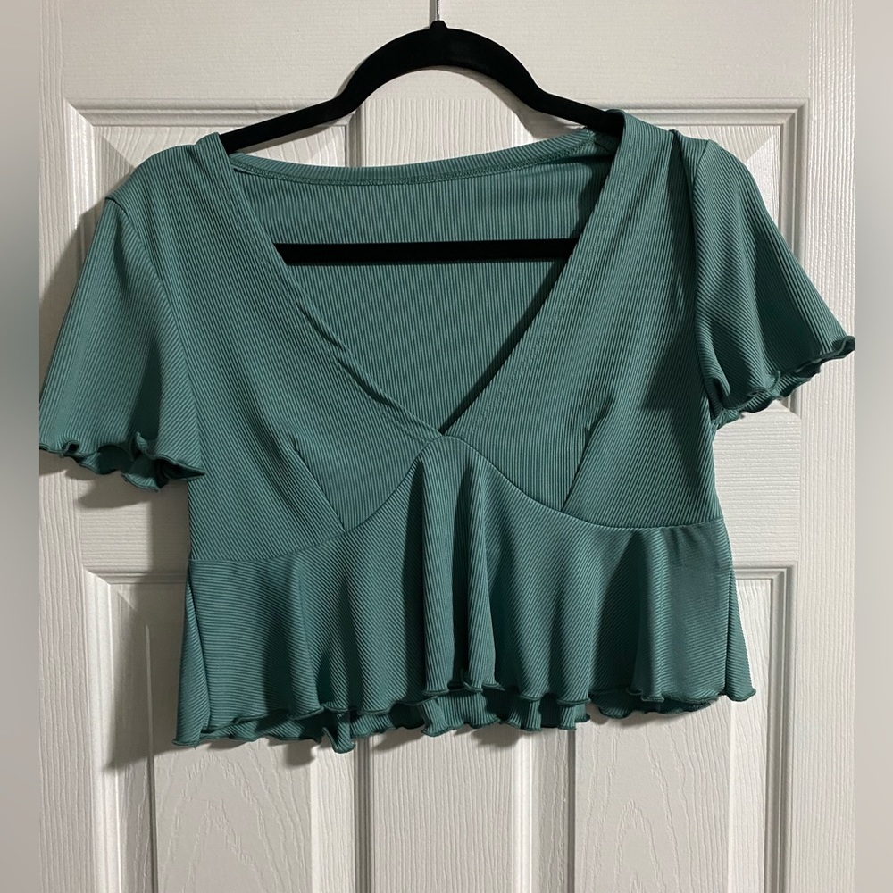 Shein teal crop top